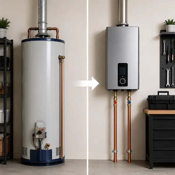 Water Heater Replacement before and after in Spring TX