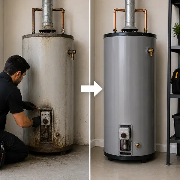 Water Heater Repair before and after in Spring TX