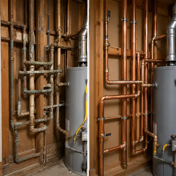 Whole House Repiping Services before and after in Spring TX